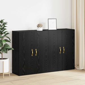 Τοίχου Ντουλάπα Επιτοίχιο 2 pcs Μαύρη Οξυά 69,5 x 34 x 90 εκ. - Pakobazaar