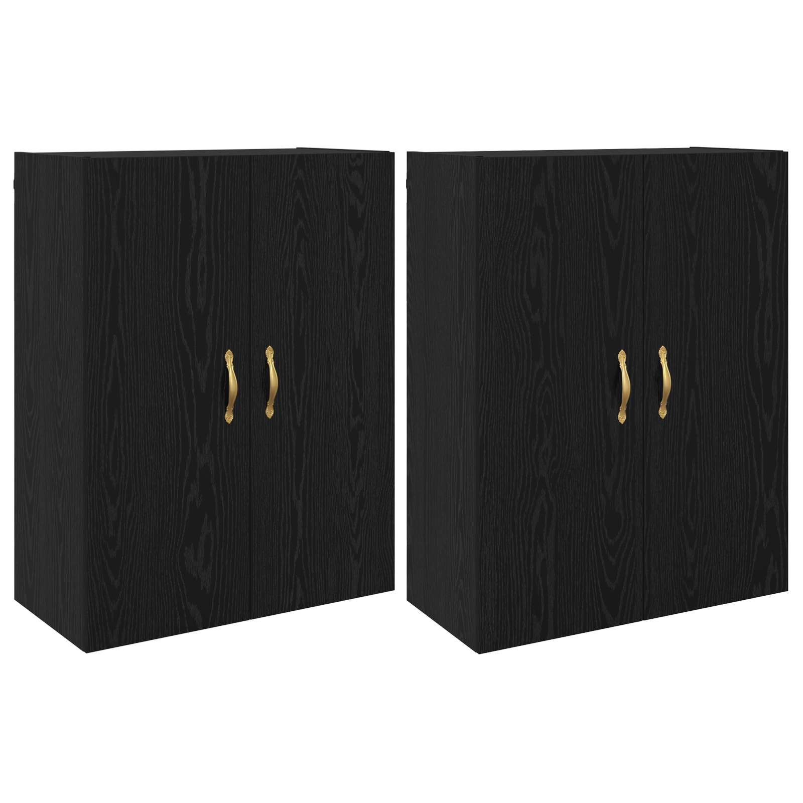 Τοίχου Ντουλάπα Επιτοίχιο 2 pcs Μαύρη Οξυά 69,5 x 34 x 90 εκ. - Pakobazaar
