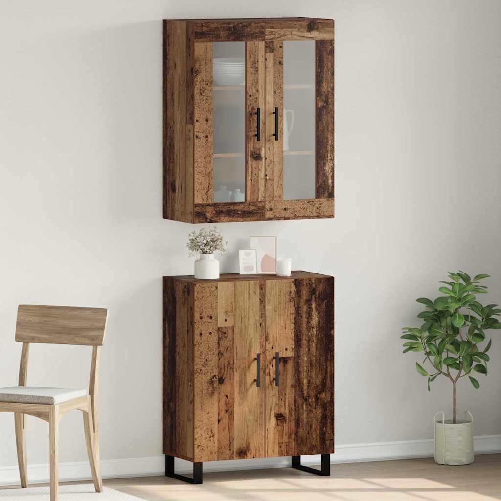 Highboard 2 pcs Παλαιό ξύλο Επεξεργασμένο ξύλο