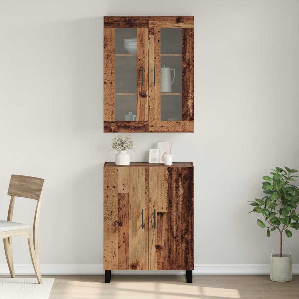 Highboard 2 pcs Παλαιό ξύλο Επεξεργασμένο ξύλο