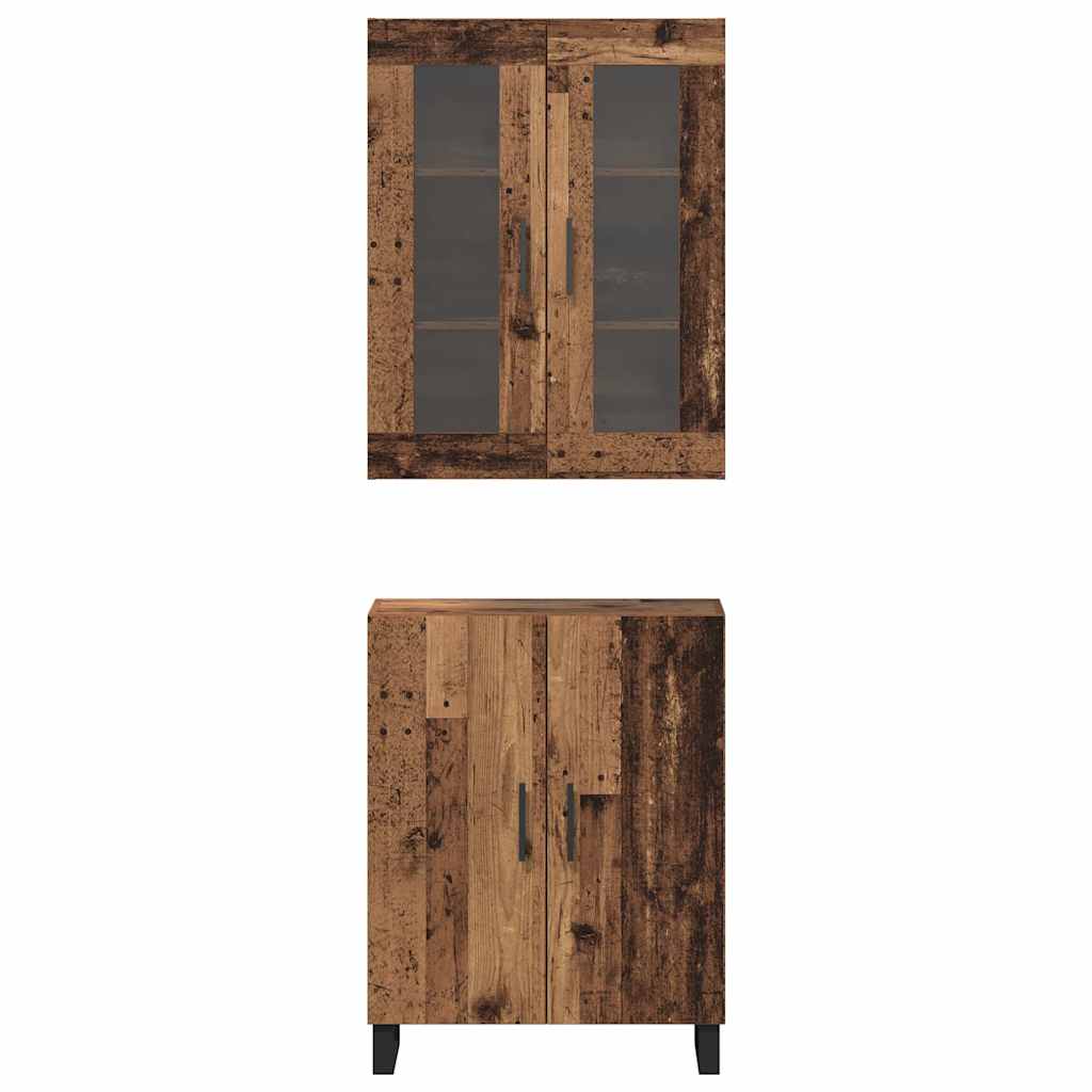 Highboard 2 pcs Παλαιό ξύλο Επεξεργασμένο ξύλο