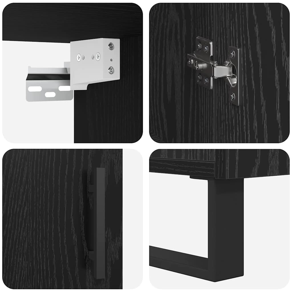 Highboard 2 pcs Μαύρη δρυς Επεξεργασμένο ξύλο - Pakobazaar