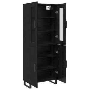 Highboard 2 pcs Μαύρη δρυς Επεξεργασμένο ξύλο - Pakobazaar