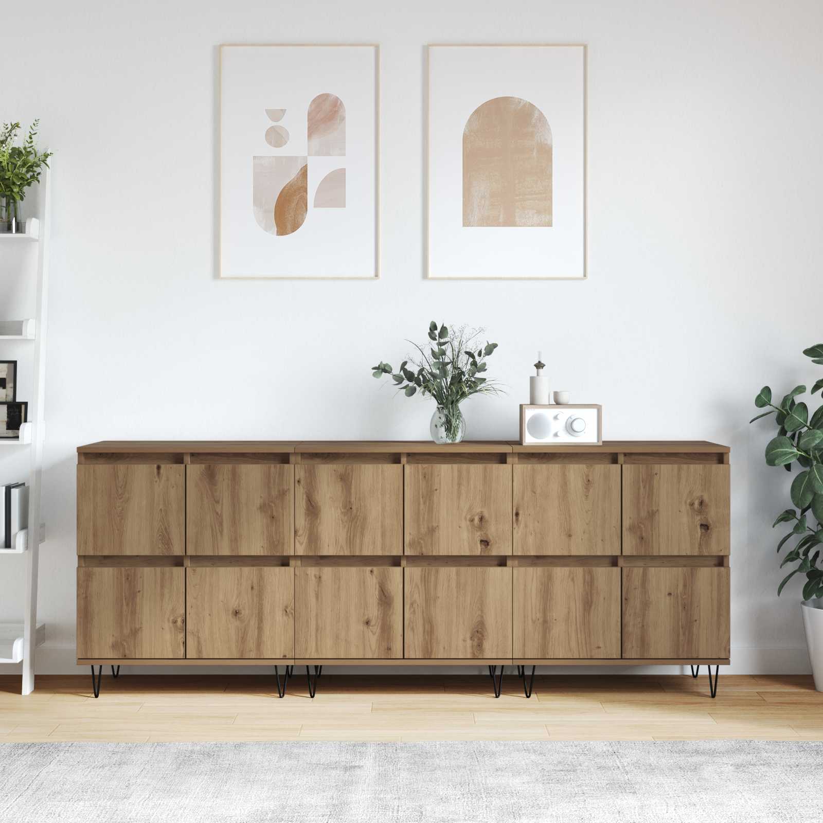 Παραδοσιακά Πλευρικά Έπιπλα 3 pcs Artisan Oak - Pakobazaar