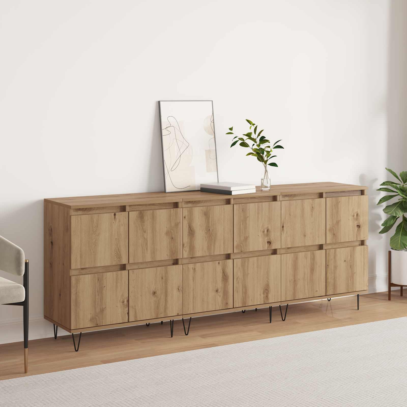 Παραδοσιακά Πλευρικά Έπιπλα 3 pcs Artisan Oak - Pakobazaar