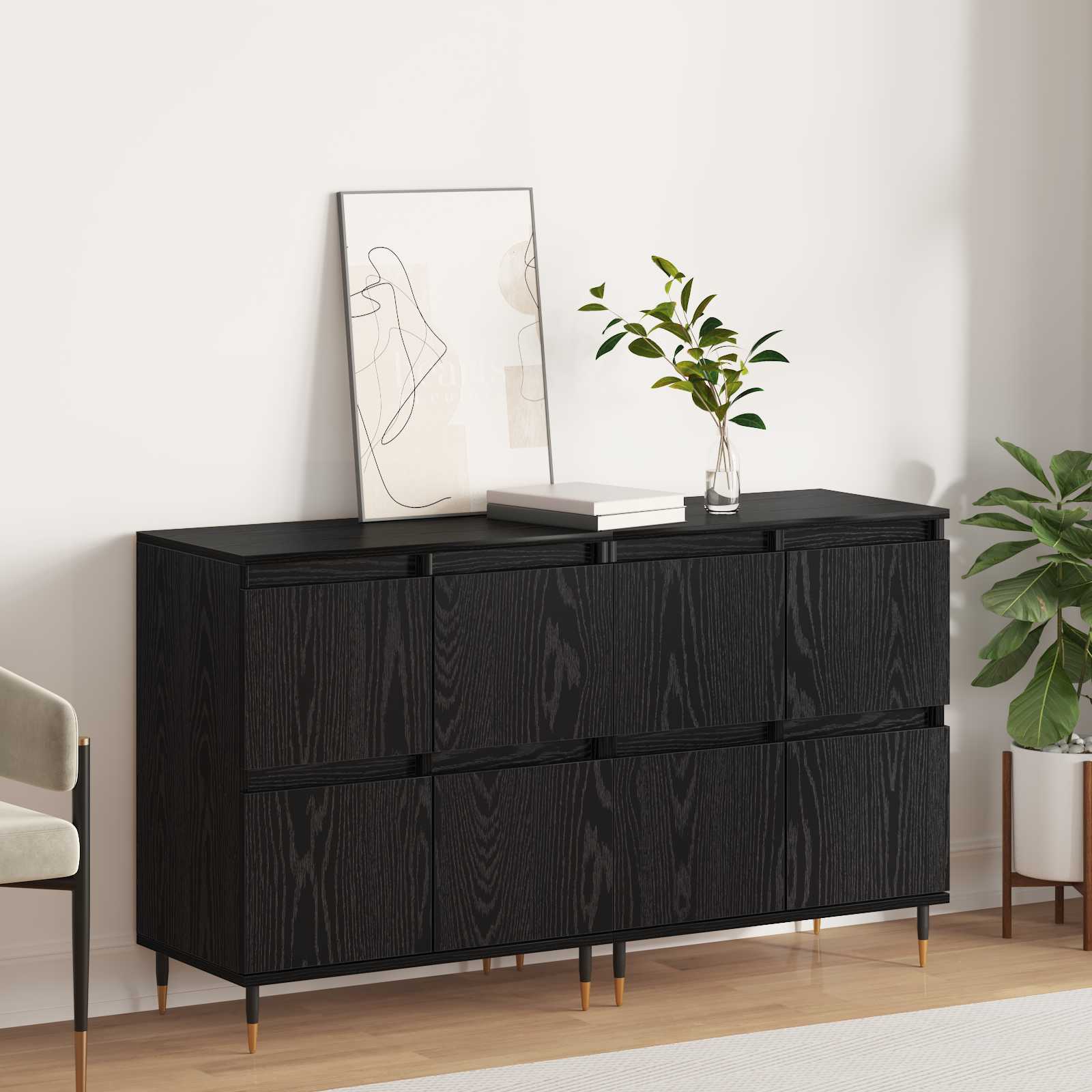 Ντουλάπι αποθήκευσης 2 pcs Μαύρη Οξυά 60 x 35 x 70 cm - Pakobazaar