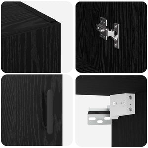 Τοίχου Ντουλάπα Επιτοίχιο 2 pcs Μαύρη Οξυά 69,5 x 34 x 90 εκ. - Pakobazaar
