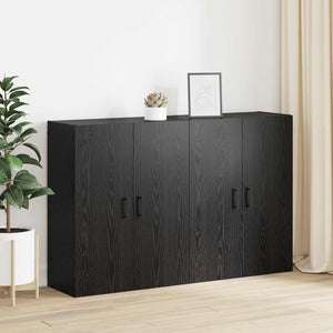 Τοίχου Ντουλάπα Επιτοίχιο 2 pcs Μαύρη Οξυά 69,5 x 34 x 90 εκ. - Pakobazaar