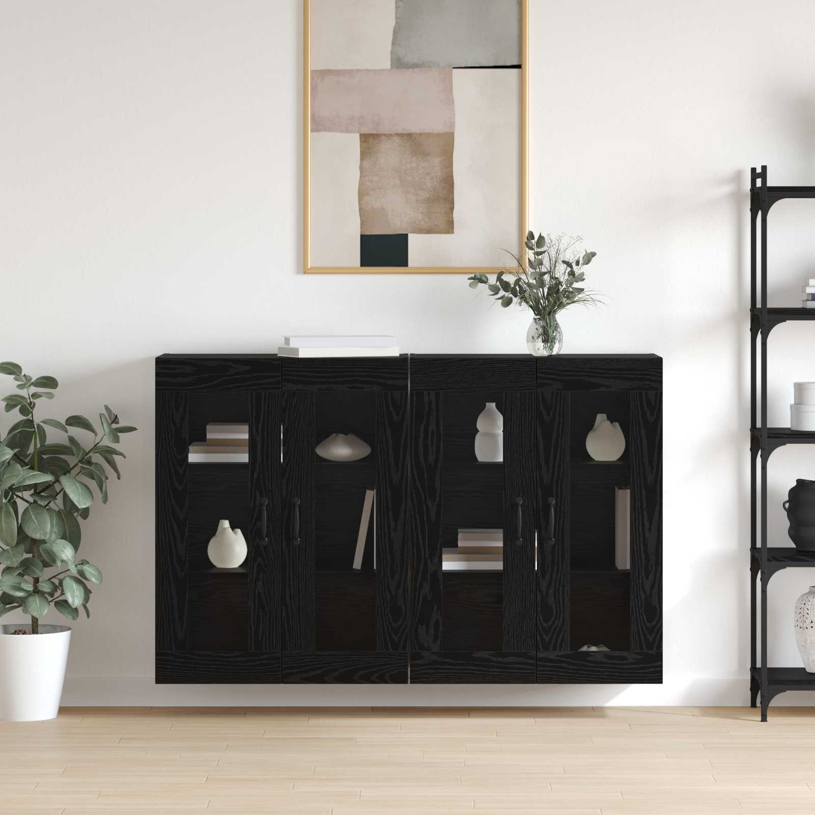 Ντουλάπια Τοίχου 2 pcs Μαύρη δρυς 69,5 x 34 x 90 εκ. - Pakobazaar