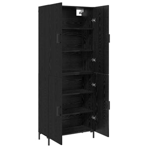 Highboard Μαύρη δρυς 69,5 x 34 x 180 εκ. Επεξεργασμένο ξύλο - Pakobazaar