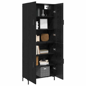 Highboard Μαύρη δρυς 69,5 x 34 x 180 εκ. Επεξεργασμένο ξύλο - Pakobazaar