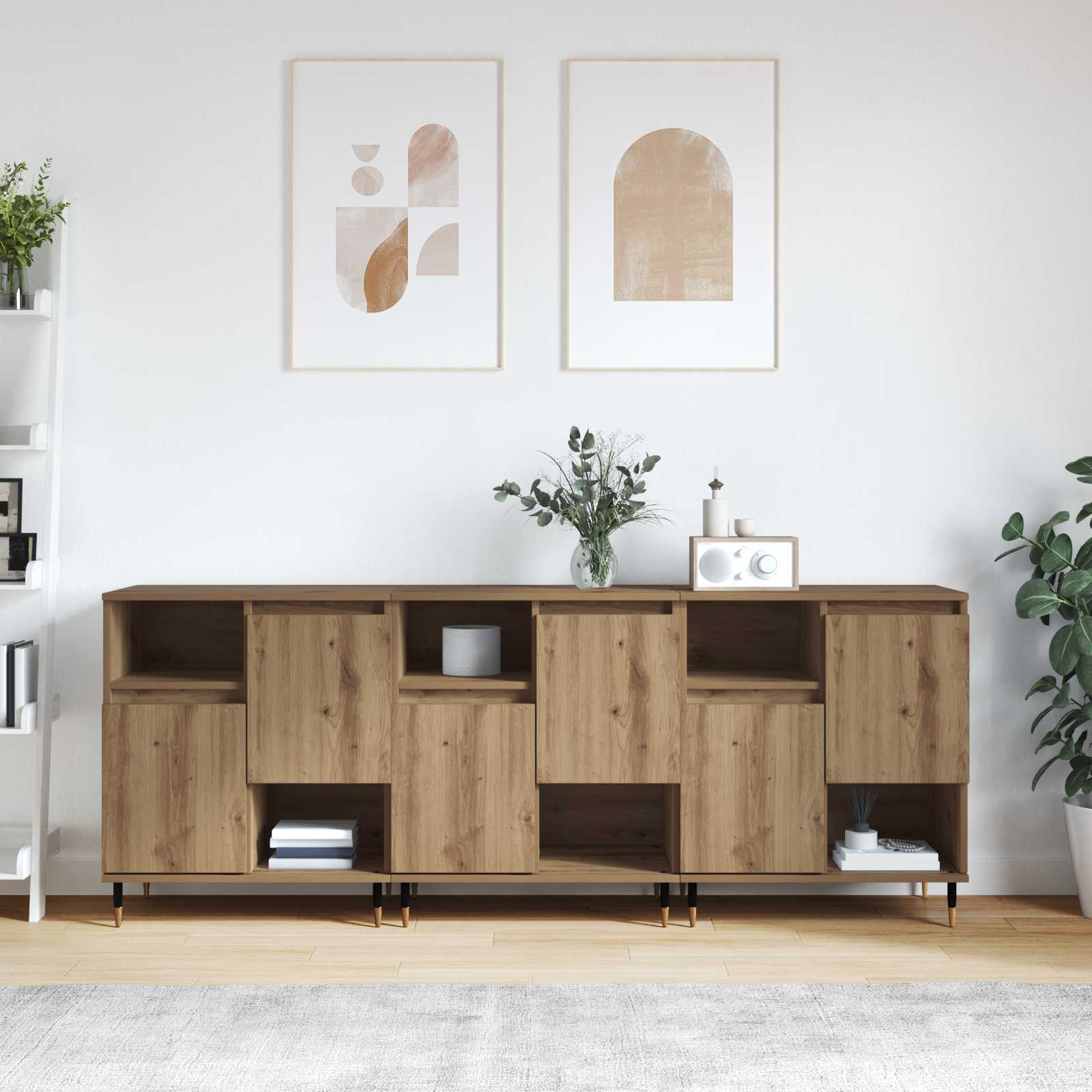 Παραδοσιακά Πλευρικά Έπιπλα 3 pcs Artisan Oak - Pakobazaar