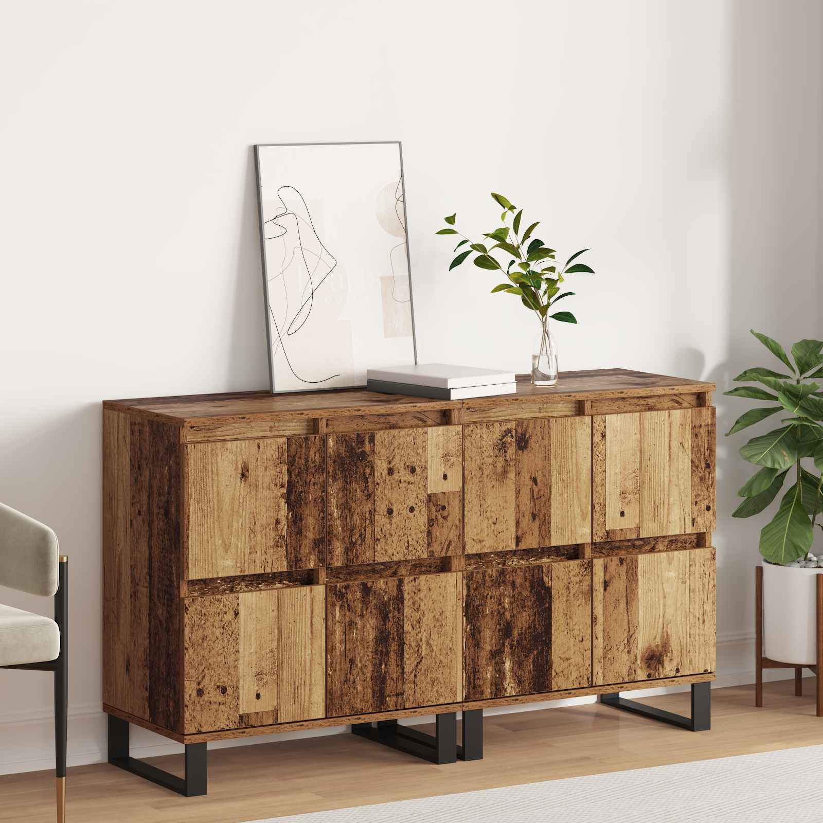 Πλαϊνό γραφείο 2 pcs Παλιό ξύλο 60 x 35 x 70 cm - Pakobazaar