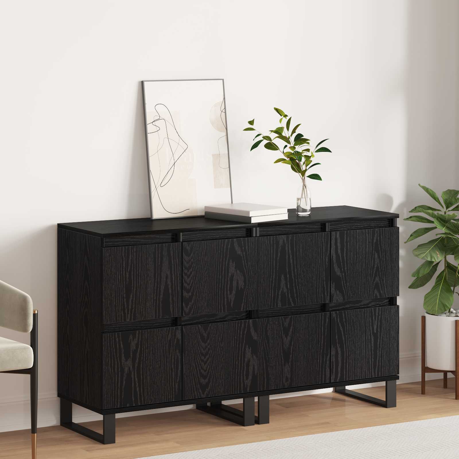 Πλαϊνό γραφείο 2 pcs Μαύρη Οξυά 60 x 35 x 70 cm - Pakobazaar
