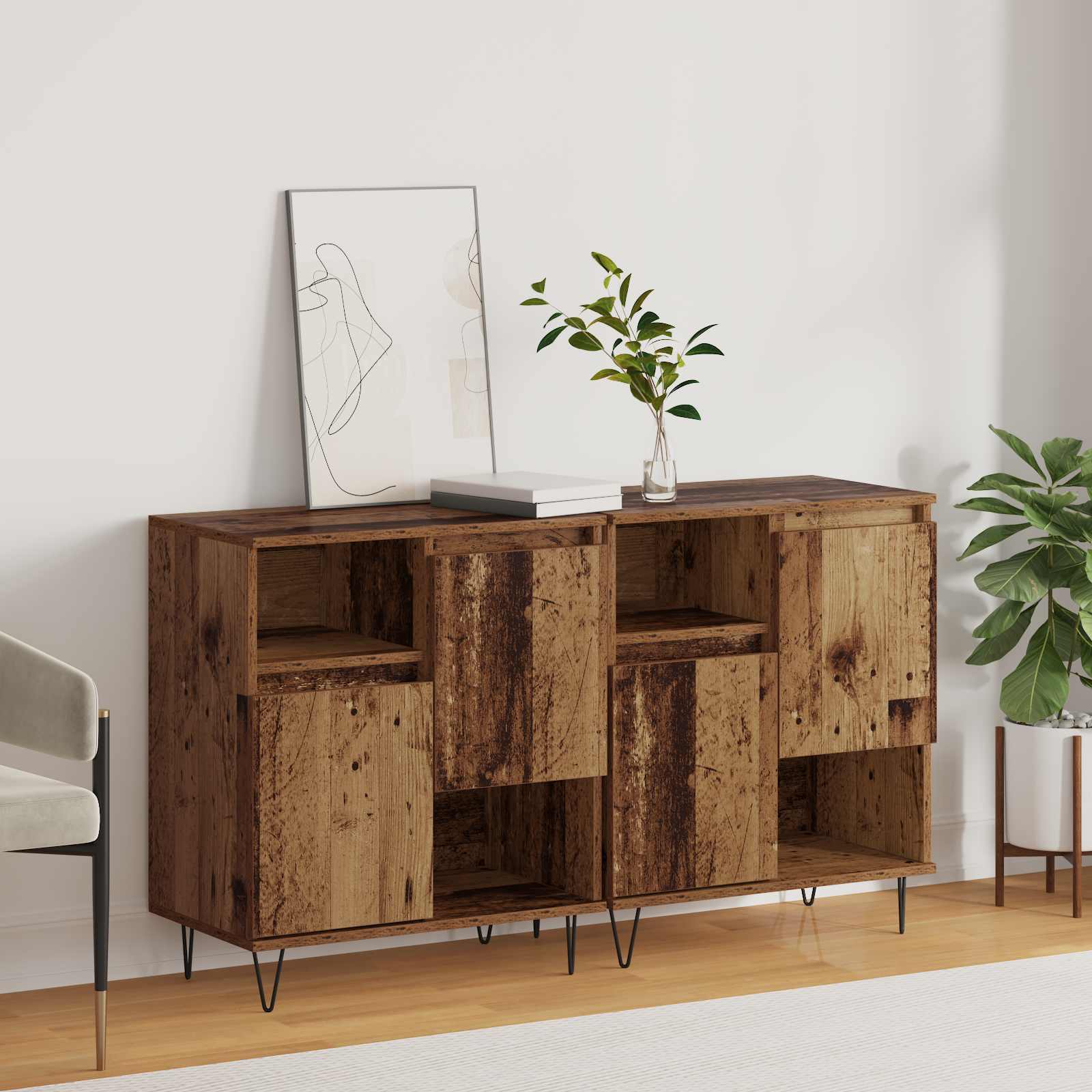 Πλαϊνό γραφείο 2 pcs Παλιό ξύλο 60 x 35 x 70 cm - Pakobazaar
