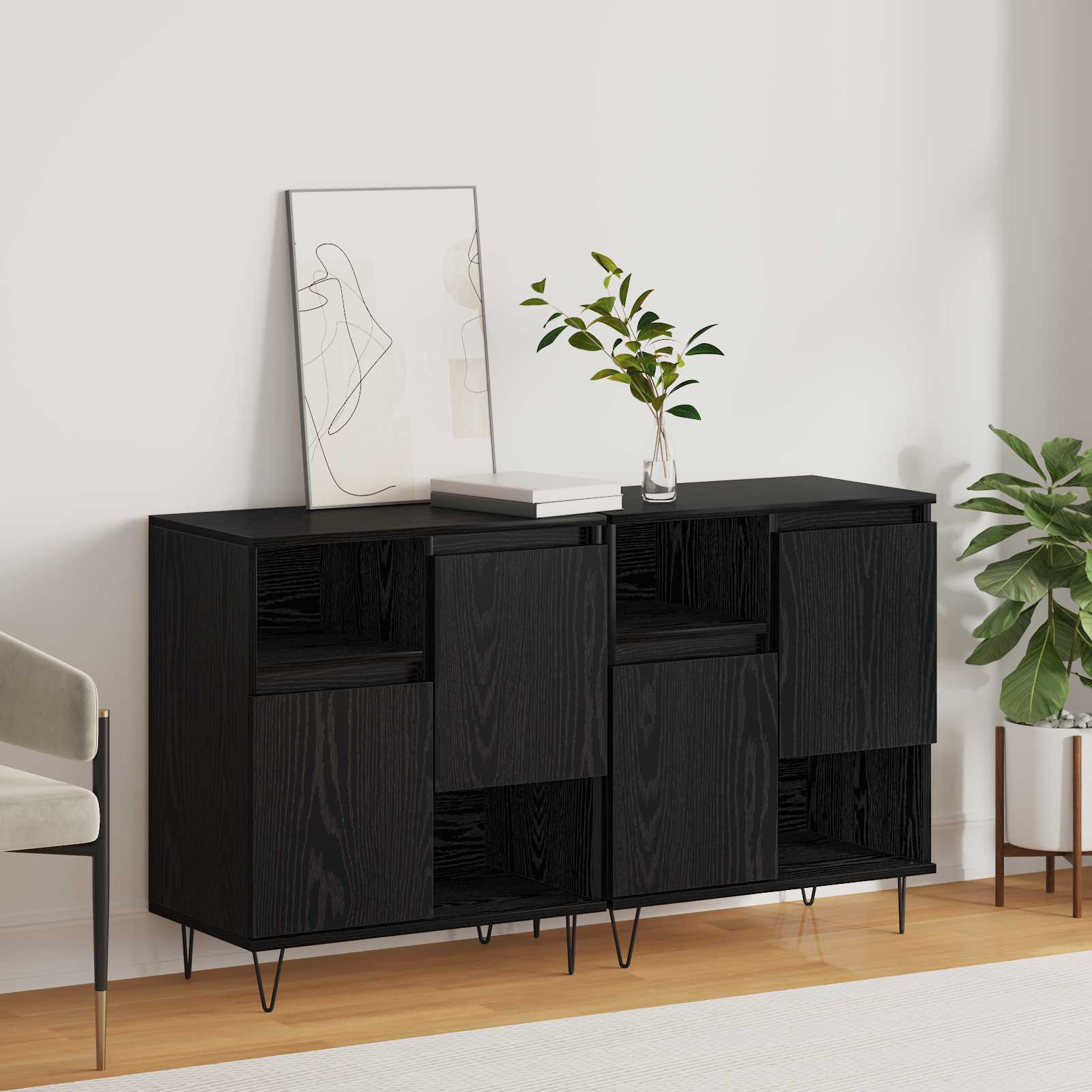 Πλαϊνό γραφείο 2 pcs Μαύρη Οξυά 60 x 35 x 70 cm - Pakobazaar