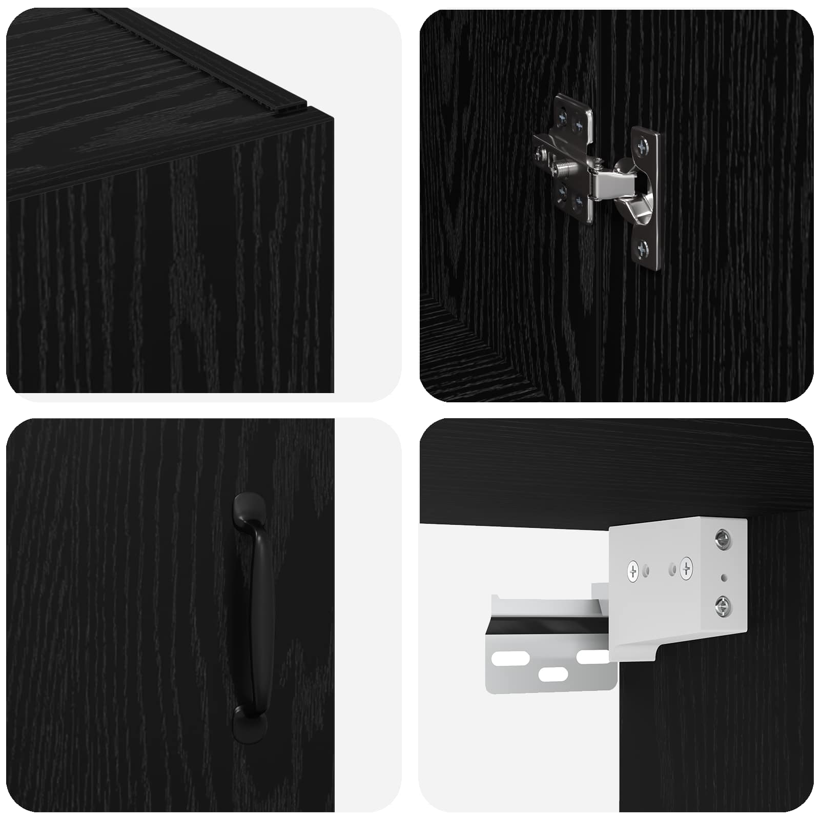 Τοίχου Ντουλάπα Επιτοίχιο 2 pcs Μαύρη Οξυά 69,5 x 34 x 90 εκ. - Pakobazaar