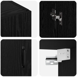 Τοίχου Ντουλάπα Επιτοίχιο 2 pcs Μαύρη Οξυά 69,5 x 34 x 90 εκ. - Pakobazaar