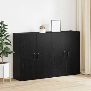 Τοίχου Ντουλάπα Επιτοίχιο 2 pcs Μαύρη Οξυά 69,5 x 34 x 90 εκ. - Pakobazaar