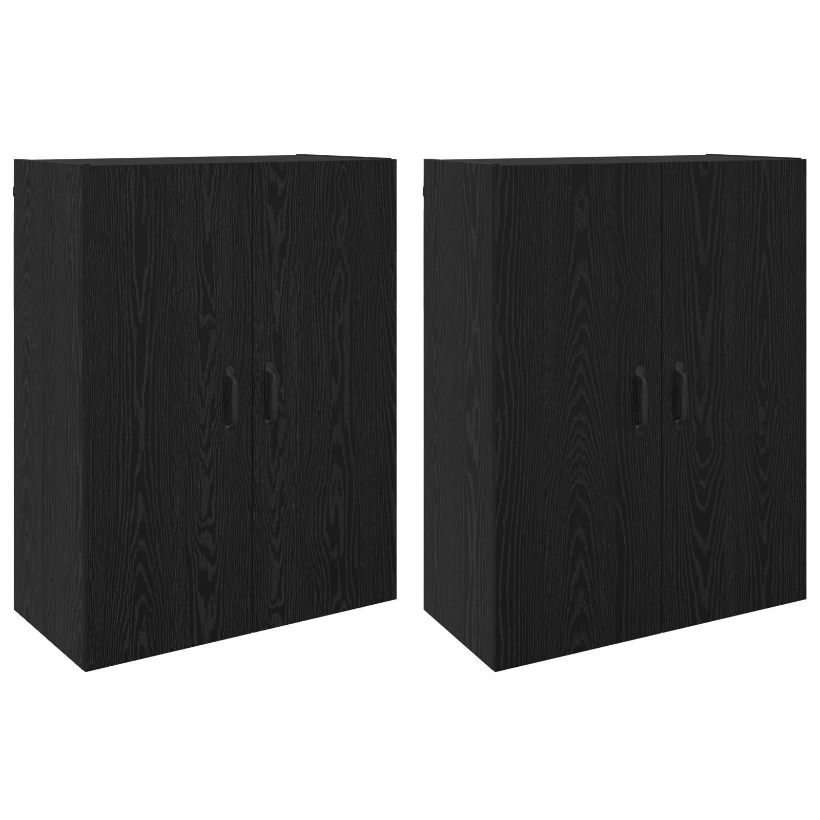 Τοίχου Ντουλάπα Επιτοίχιο 2 pcs Μαύρη Οξυά 69,5 x 34 x 90 εκ. - Pakobazaar