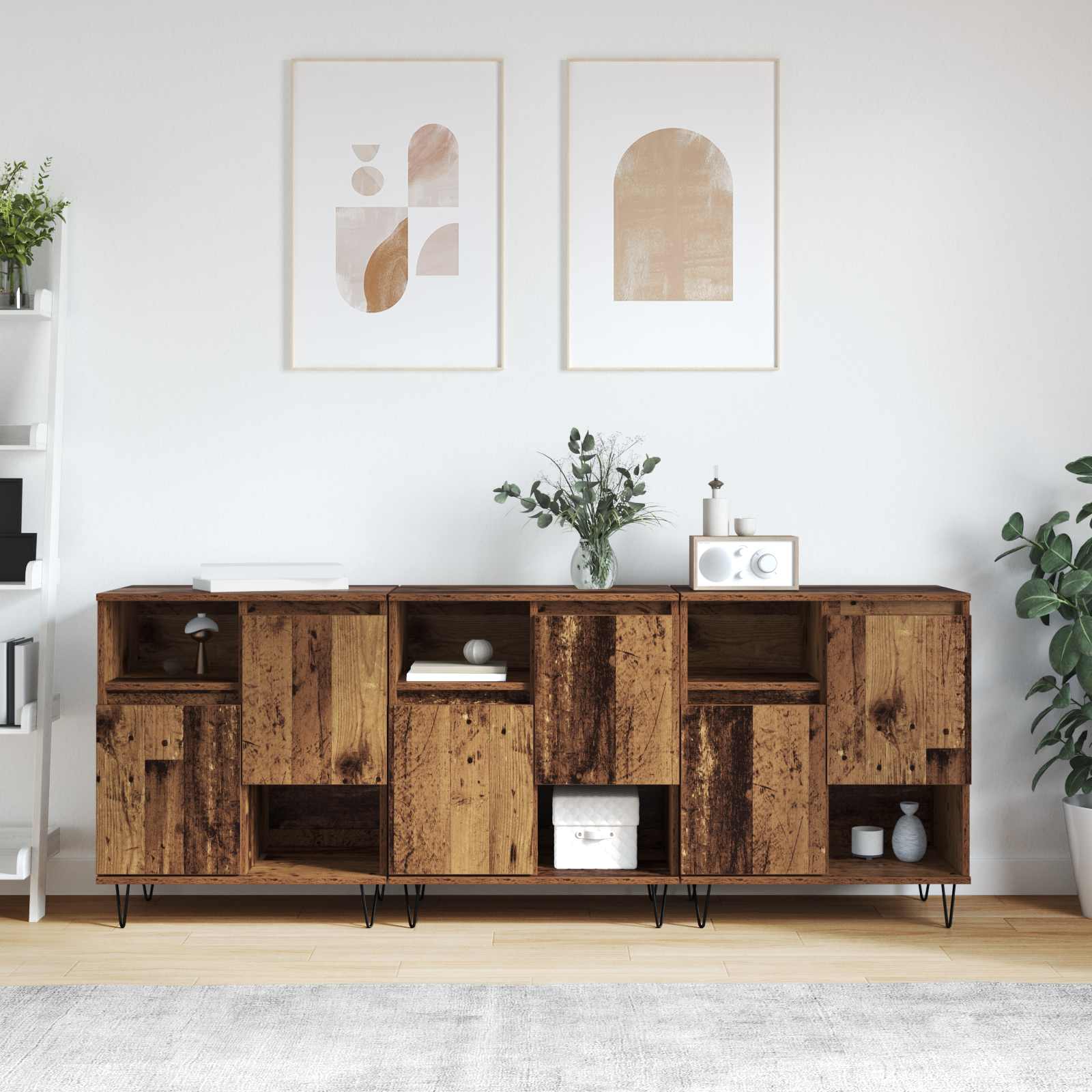Πλαϊνό γραφείο 3 pcs Παλιό ξύλο 60 x 35 x 70 cm - Pakobazaar