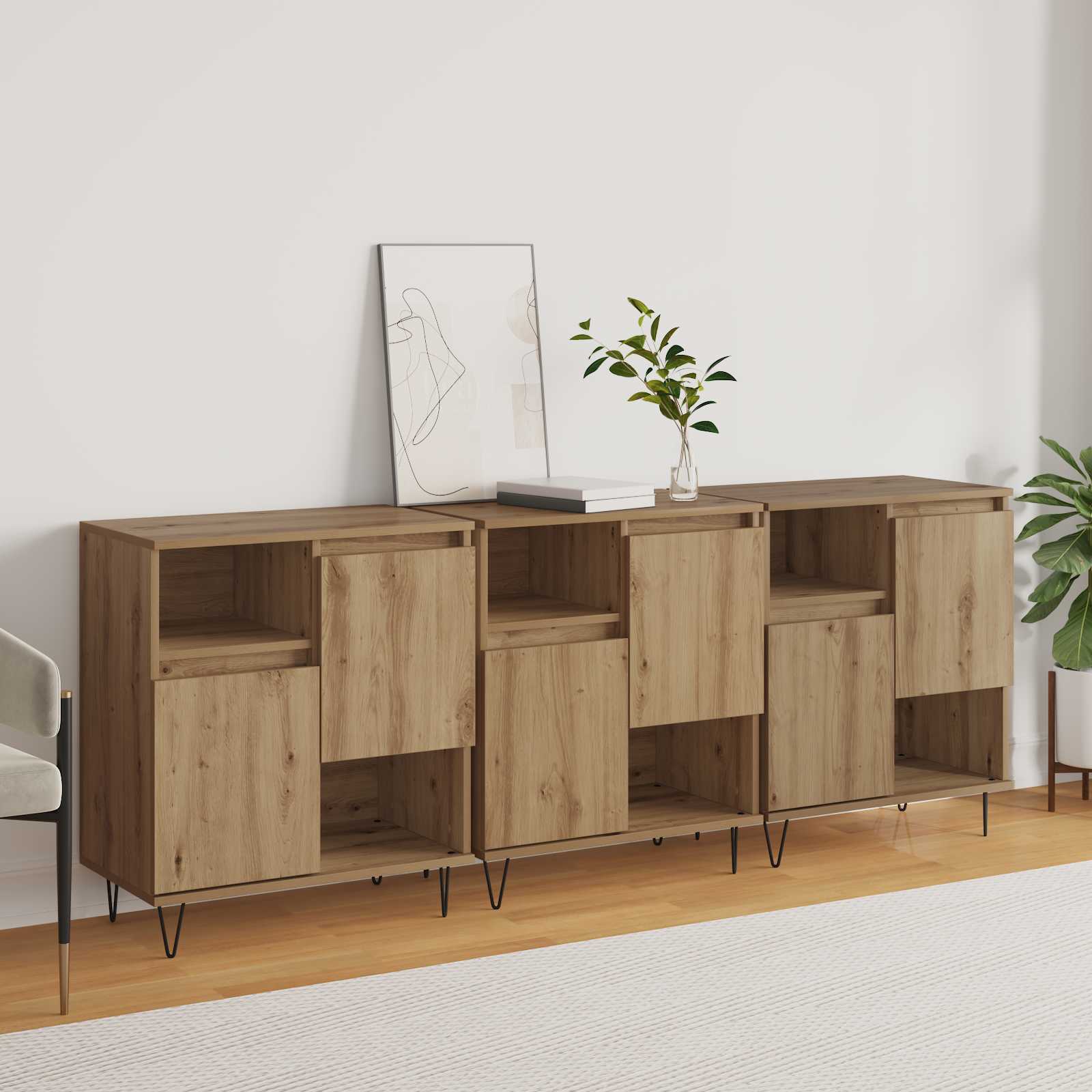 Πλαϊνό γραφείο 3 pcs Artisan Oak 60 x 35 x 70 cm - Pakobazaar