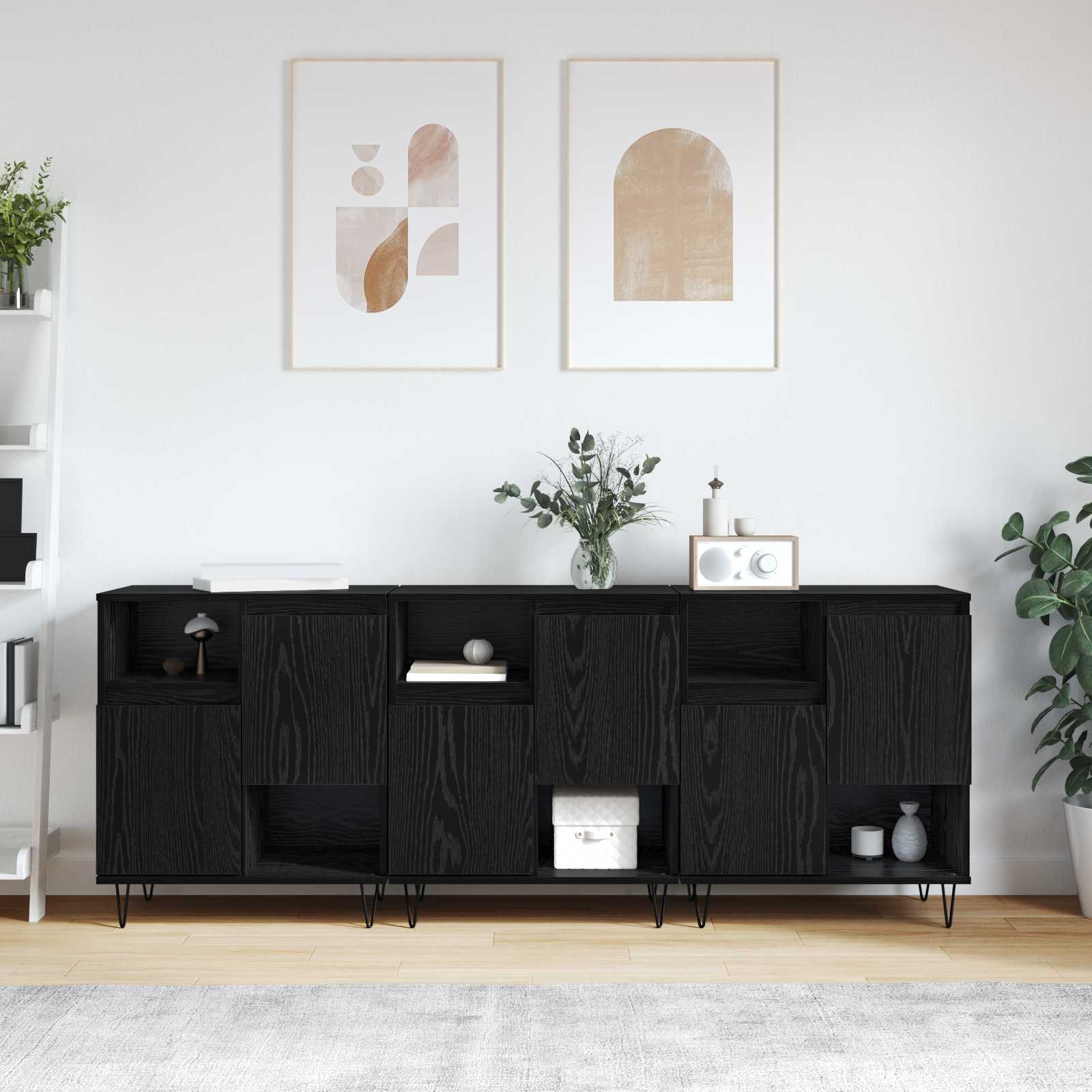 Πλαϊνό γραφείο 3 pcs Μαύρη Οξυά 60 x 35 x 70 cm - Pakobazaar