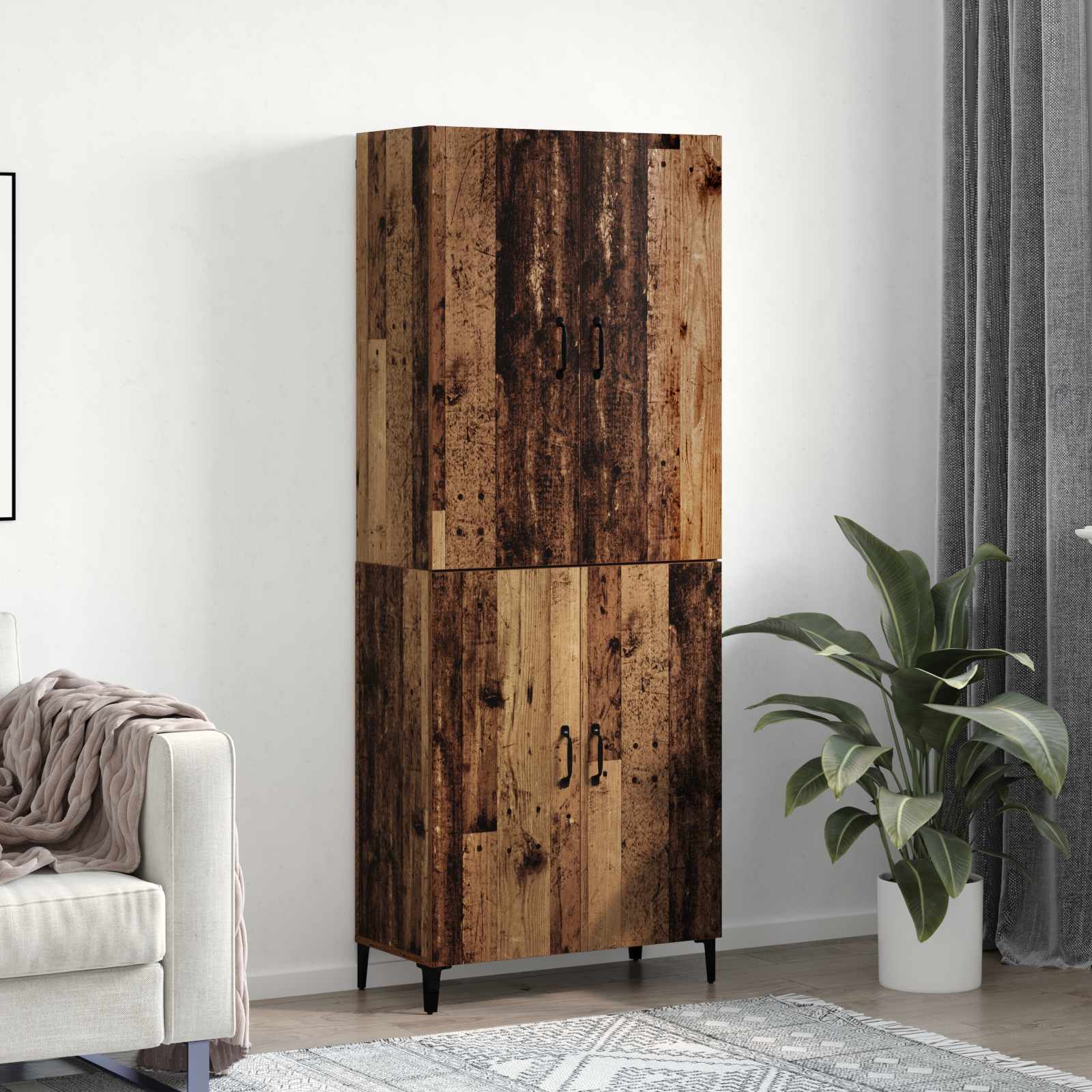 Highboard 2 pcs Παλαιό ξύλο Επεξεργασμένο ξύλο - Pakobazaar