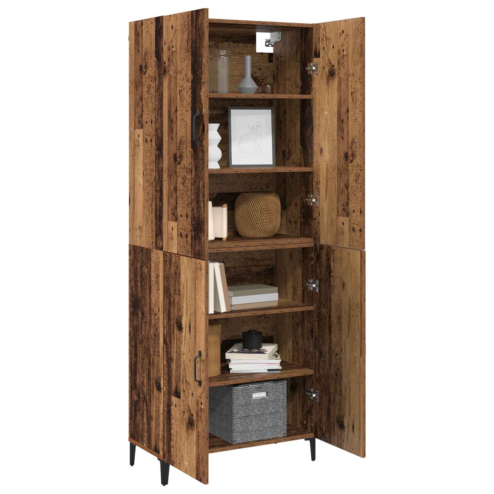 Highboard 2 pcs Παλαιό ξύλο Επεξεργασμένο ξύλο - Pakobazaar
