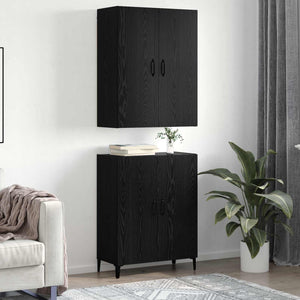 Highboard 2 pcs Μαύρη Οξυά Επεξεργασμένο ξύλο - Pakobazaar