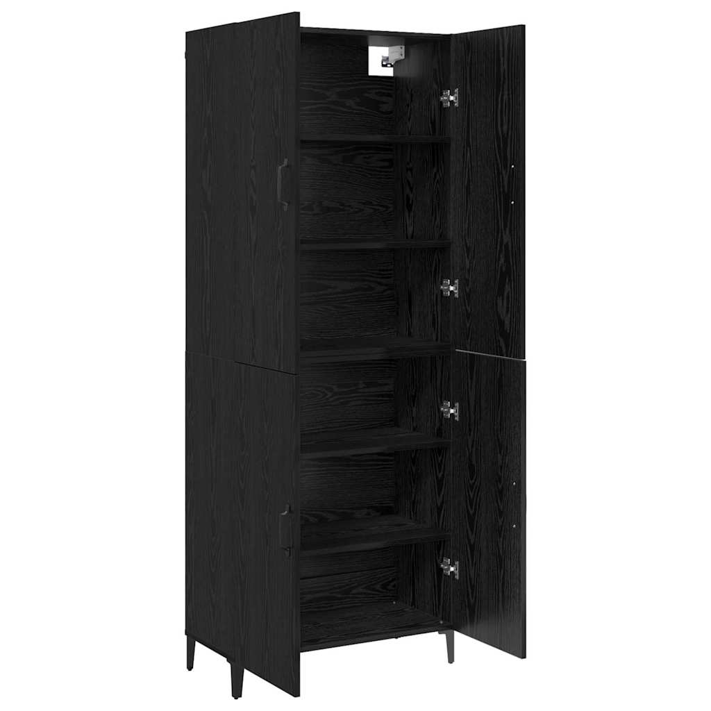 Highboard 2 pcs Μαύρη Οξυά Επεξεργασμένο ξύλο