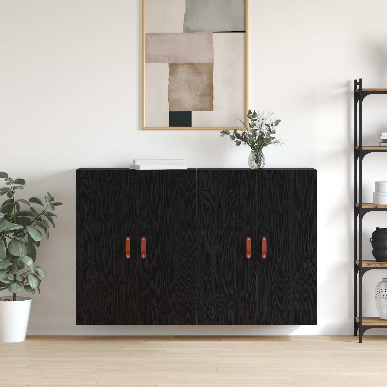 Τοίχου Ντουλάπα Επιτοίχιο 2 pcs Μαύρη Οξυά 69,5 x 34 x 90 εκ. - Pakobazaar