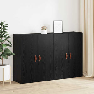 Τοίχου Ντουλάπα Επιτοίχιο 2 pcs Μαύρη Οξυά 69,5 x 34 x 90 εκ. - Pakobazaar