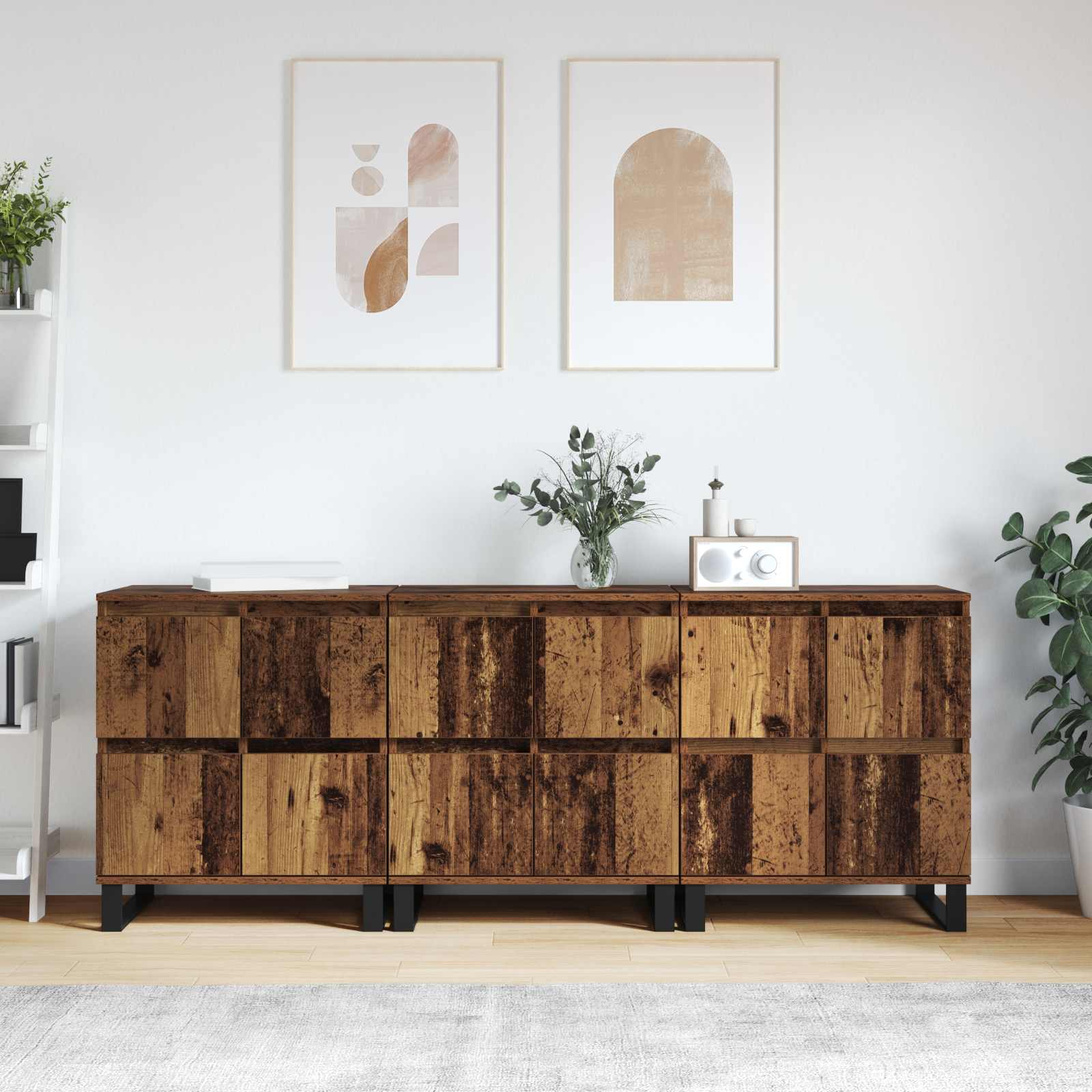 Πλαϊνό γραφείο 3 pcs Παλιό ξύλο 60 x 35 x 70 cm - Pakobazaar