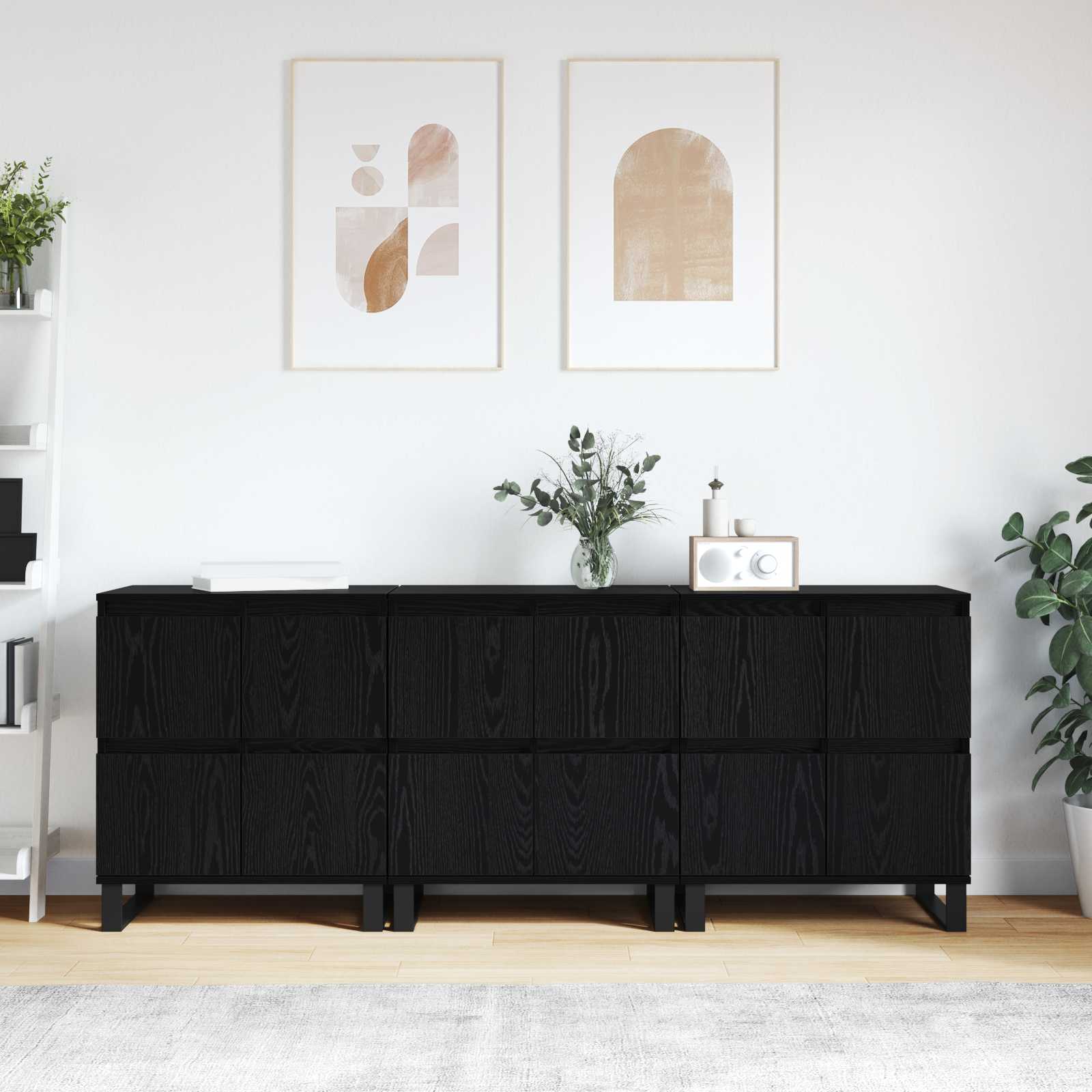 Πλαϊνό γραφείο 3 pcs Μαύρη Οξυά 60 x 35 x 70 cm - Pakobazaar