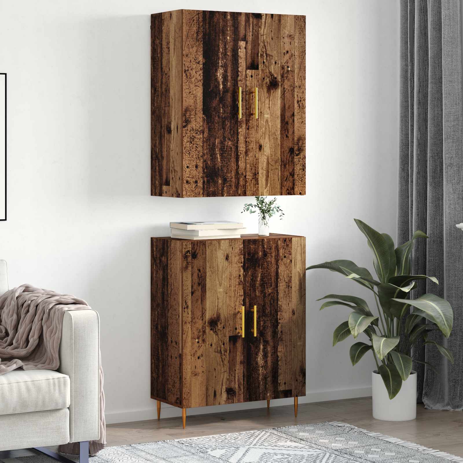 Highboard Παλαιό ξύλο 69,5 x 34 x 180 εκ. Επεξεργασμένο ξύλο - Pakobazaar