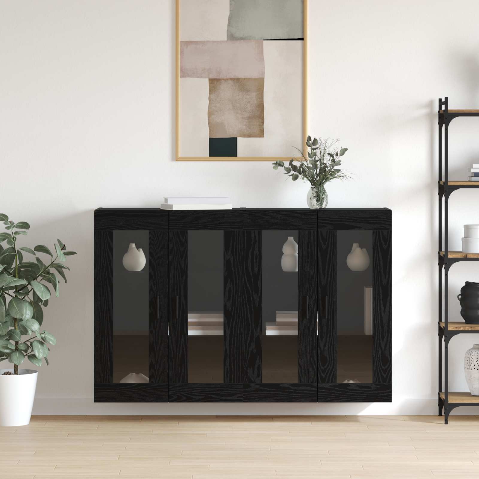Ντουλάπια Τοίχου 2 pcs Μαύρη δρυς 69,5 x 34 x 90 εκ. - Pakobazaar