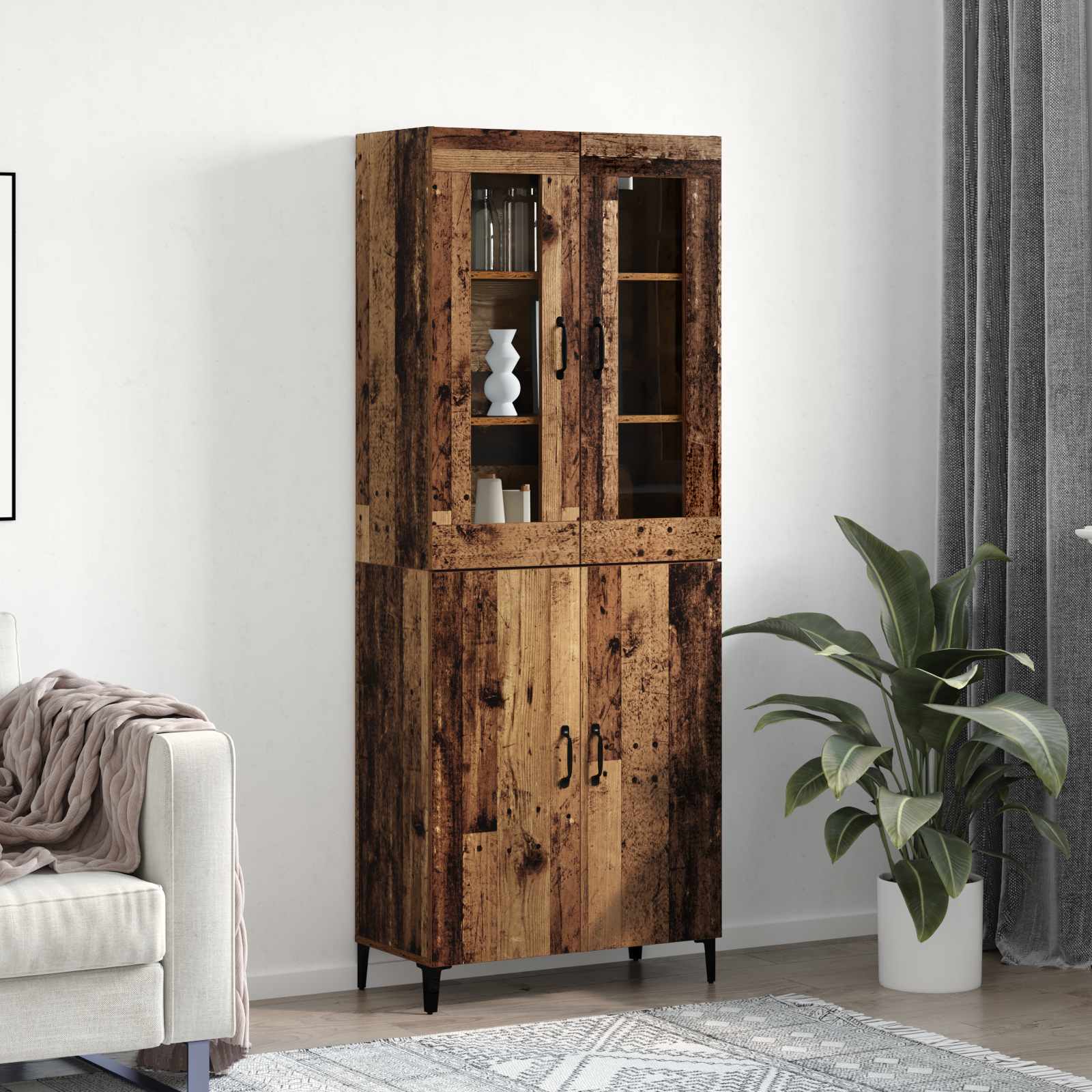 Highboard 2 pcs Παλαιό ξύλο Επεξεργασμένο ξύλο - Pakobazaar
