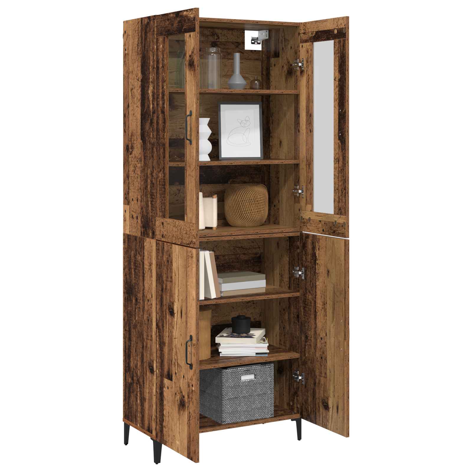 Highboard 2 pcs Παλαιό ξύλο Επεξεργασμένο ξύλο - Pakobazaar