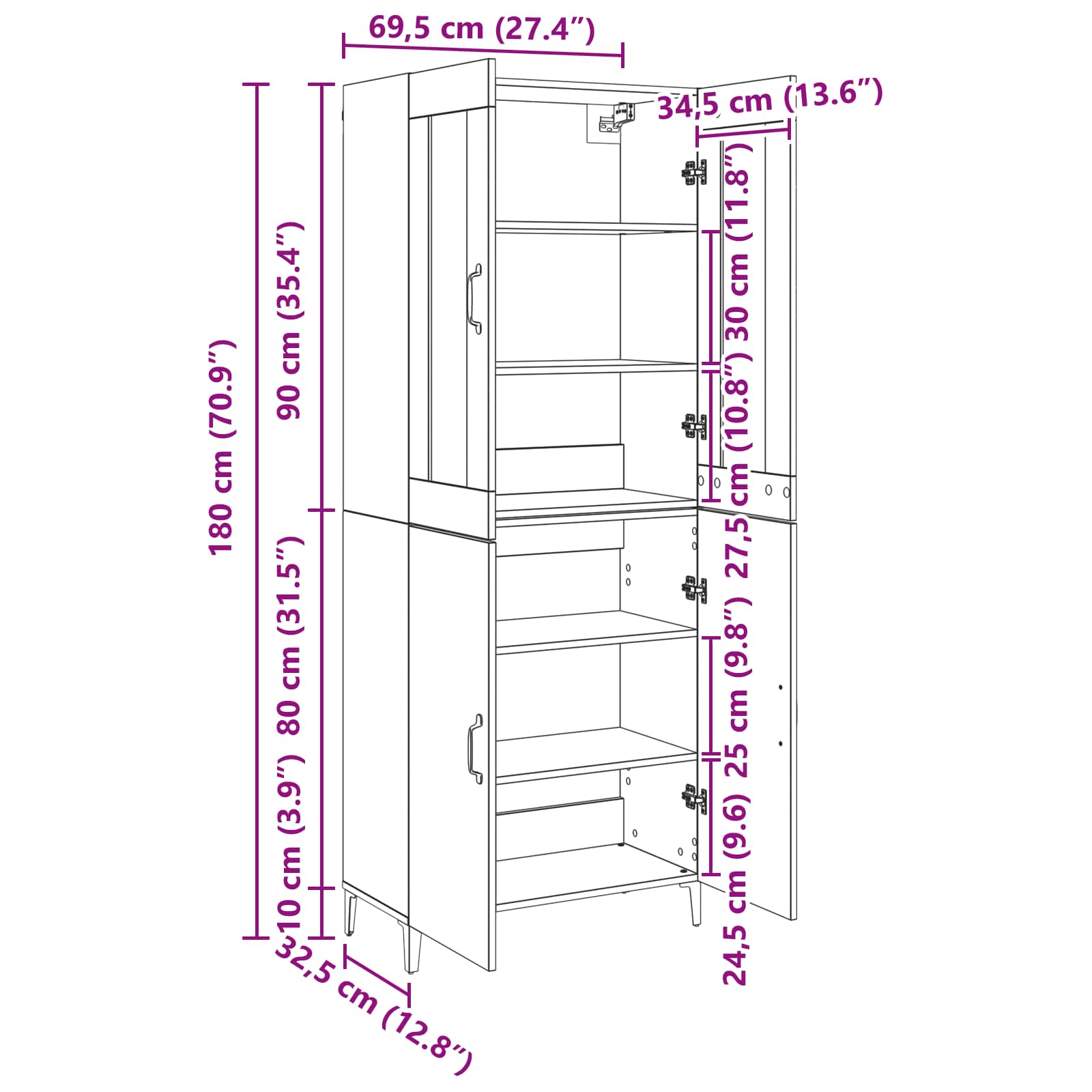 Highboard 2 pcs Artisan Oak Επεξεργασμένο ξύλο - Pakobazaar