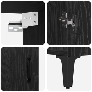 Highboard 2 pcs Μαύρη Οξυά Επεξεργασμένο ξύλο - Pakobazaar