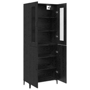 Highboard 2 pcs Μαύρη Οξυά Επεξεργασμένο ξύλο - Pakobazaar