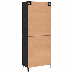 Highboard 2 pcs Μαύρη Οξυά Επεξεργασμένο ξύλο - Pakobazaar