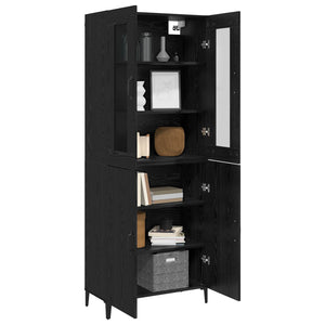 Highboard 2 pcs Μαύρη Οξυά Επεξεργασμένο ξύλο - Pakobazaar