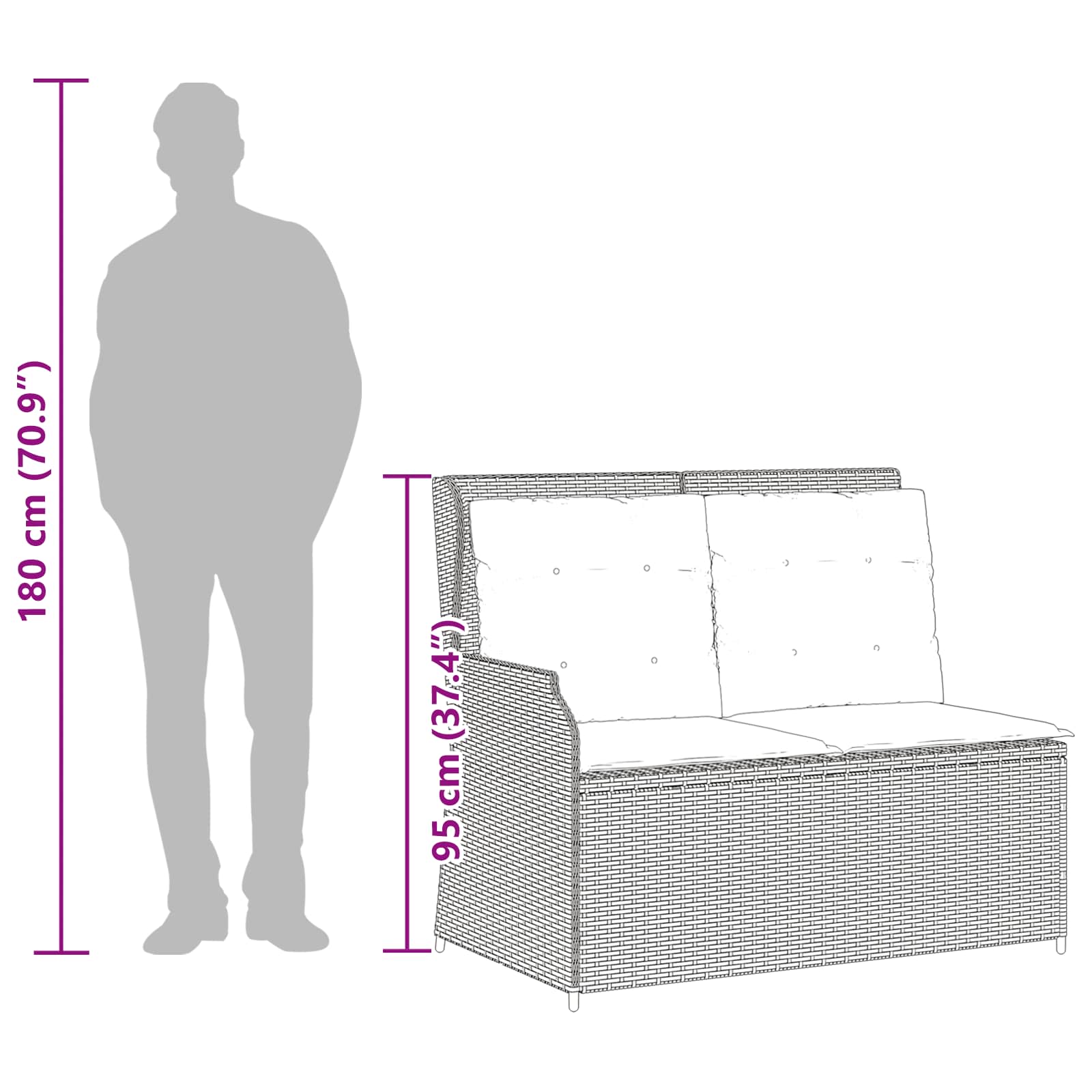 Παγκάκι κήπου Γκρι συνθετικό ρατάν