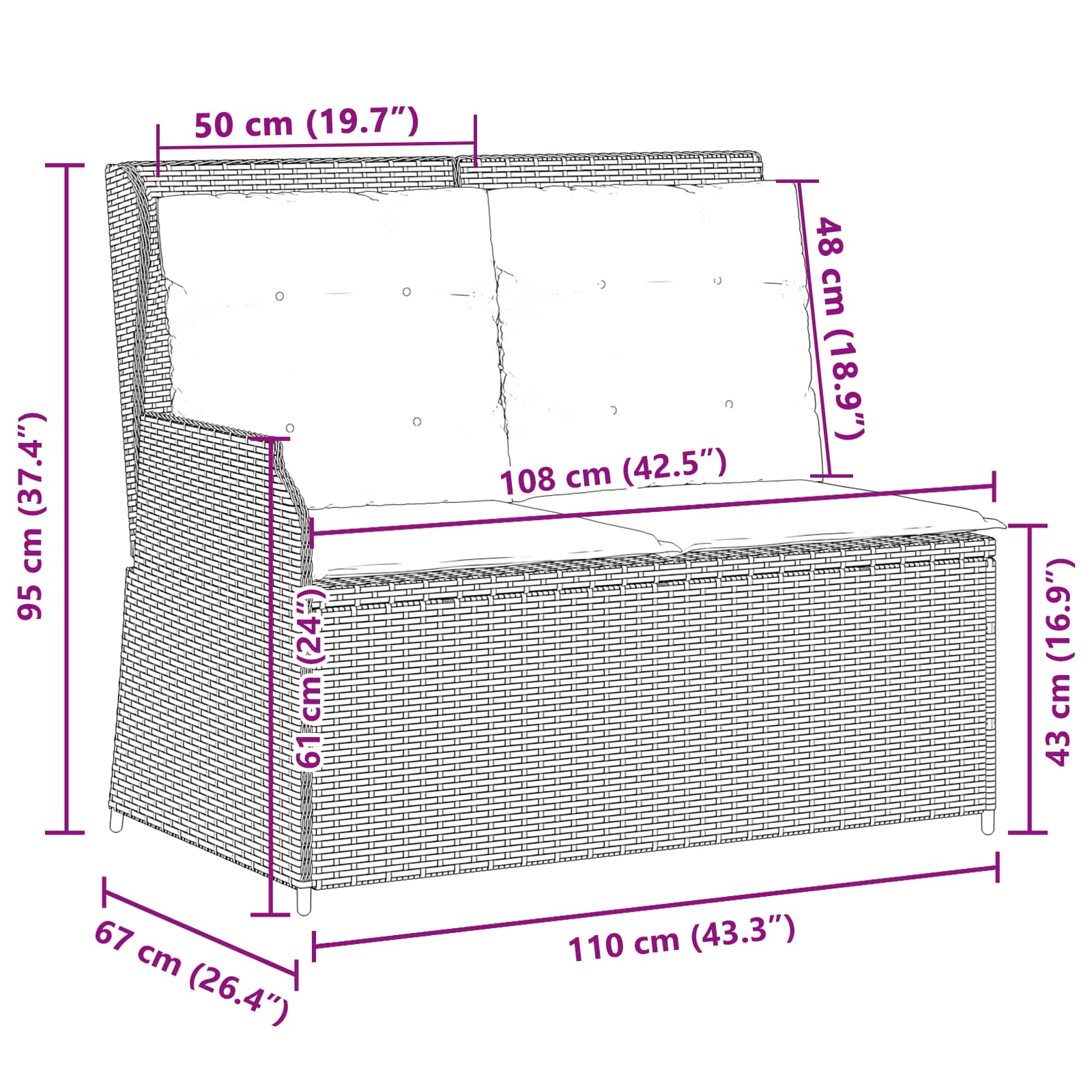Παγκάκι κήπου Μπεζ συνθετικό ρατάν
