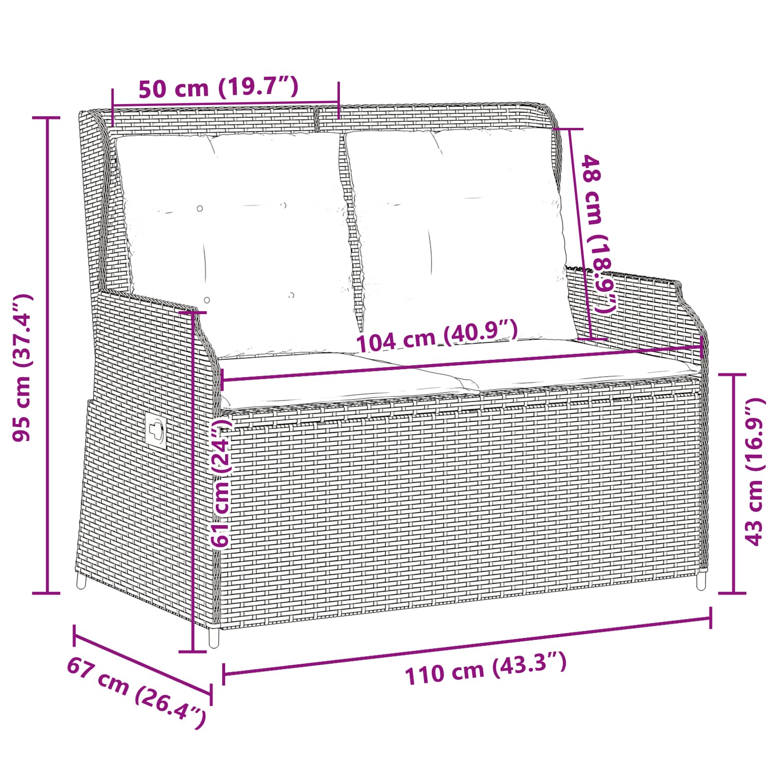 Παγκάκι κήπου Γκρι συνθετικό ρατάν