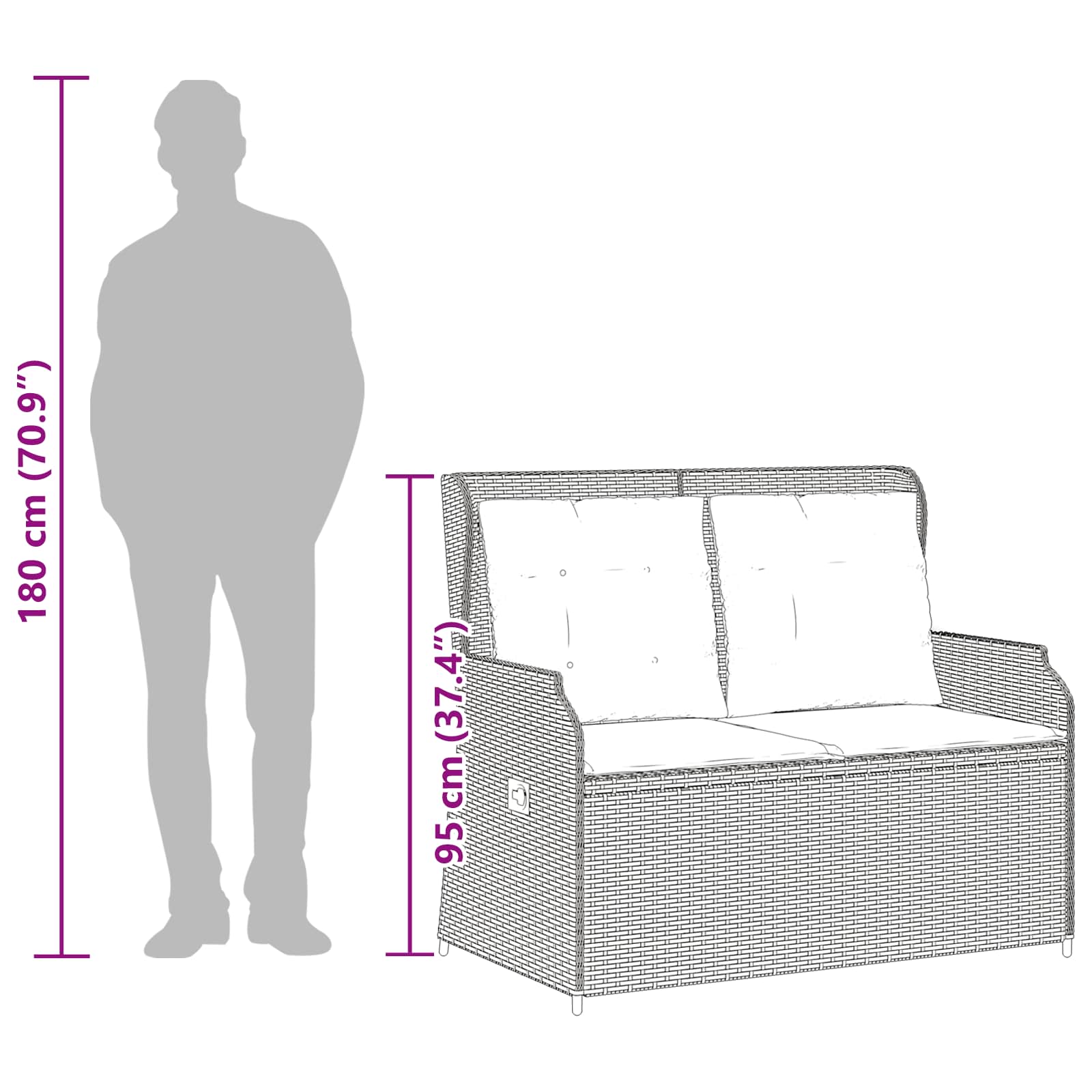 Παγκάκι κήπου Μπεζ συνθετικό ρατάν