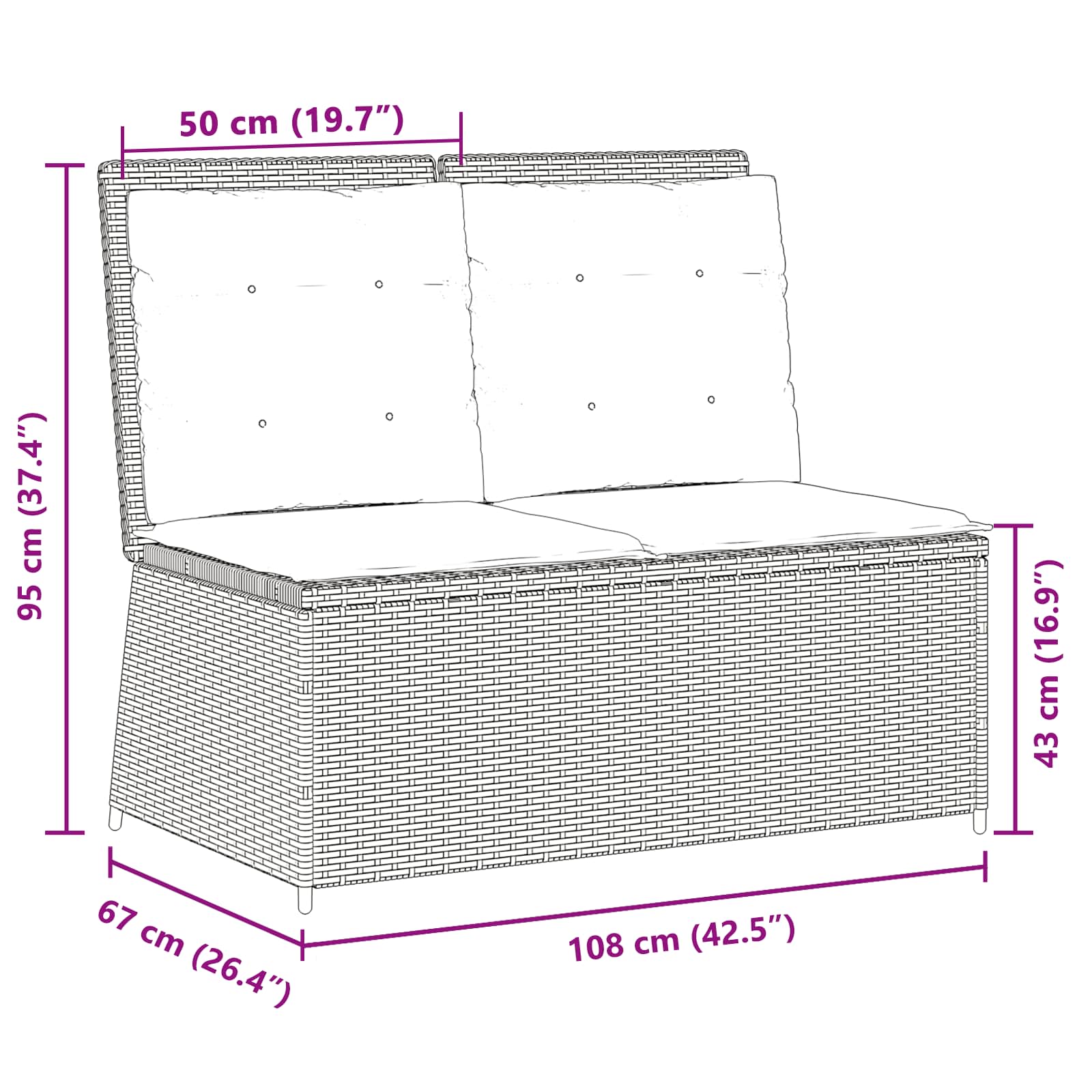 Παγκάκι κήπου Γκρι συνθετικό ρατάν