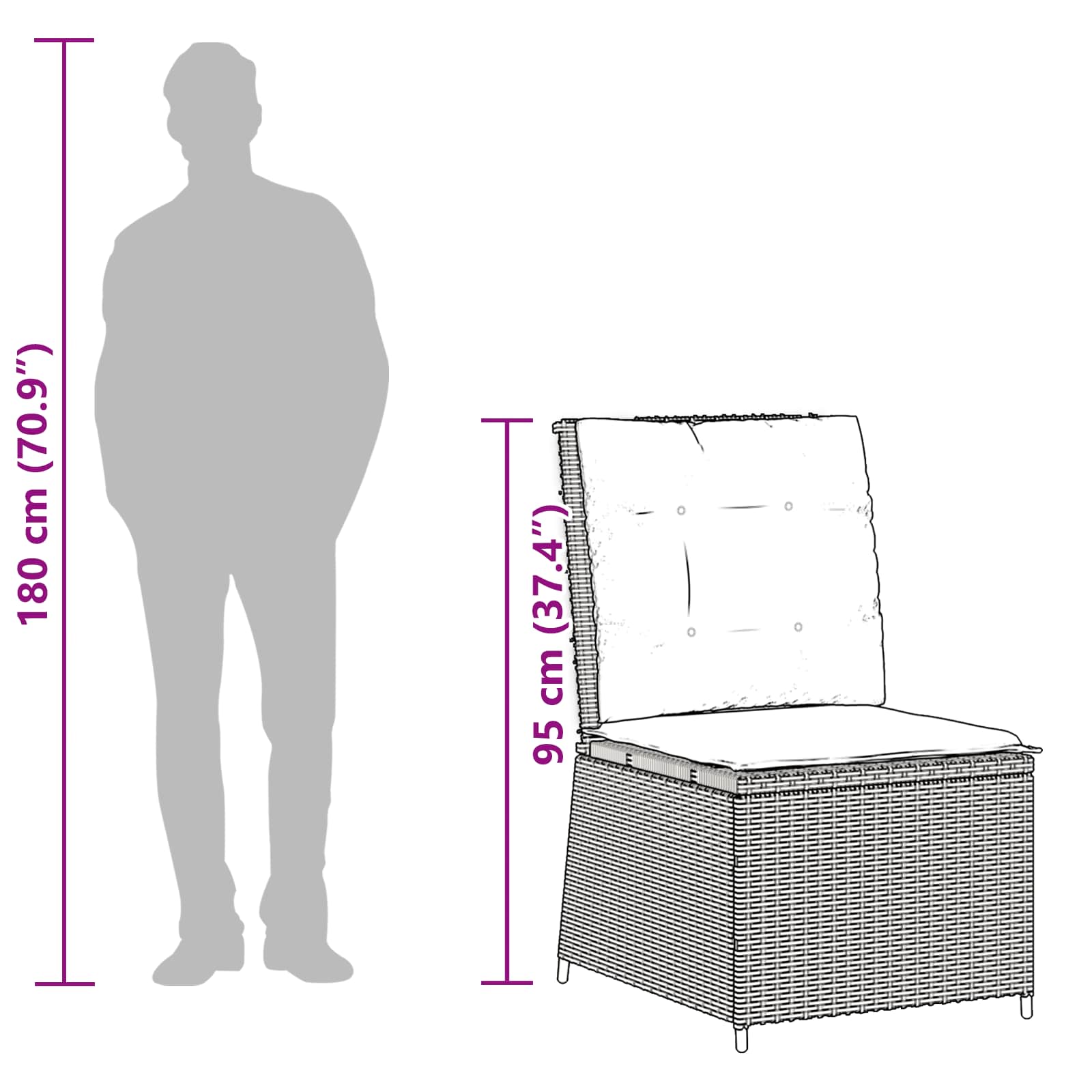 Καναπές Κήπου με μαξιλάρι Μαύρο και Κρεμ Λευκό συνθετικό ρατάν